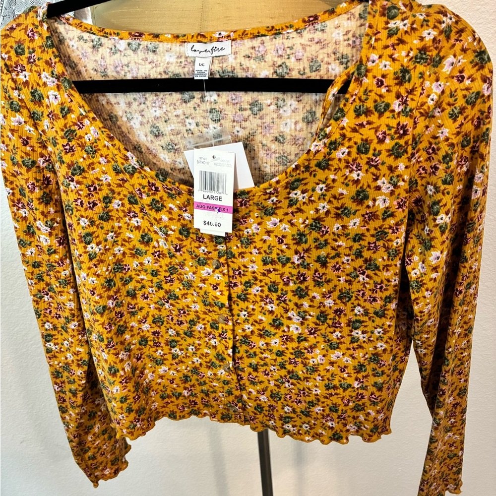 Lush Mustard Floral Blouse 2 Piece Set